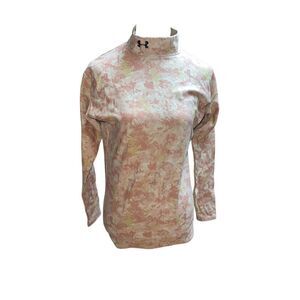 Under armour cold gear woman’s large mock neck camo brown layering shirt